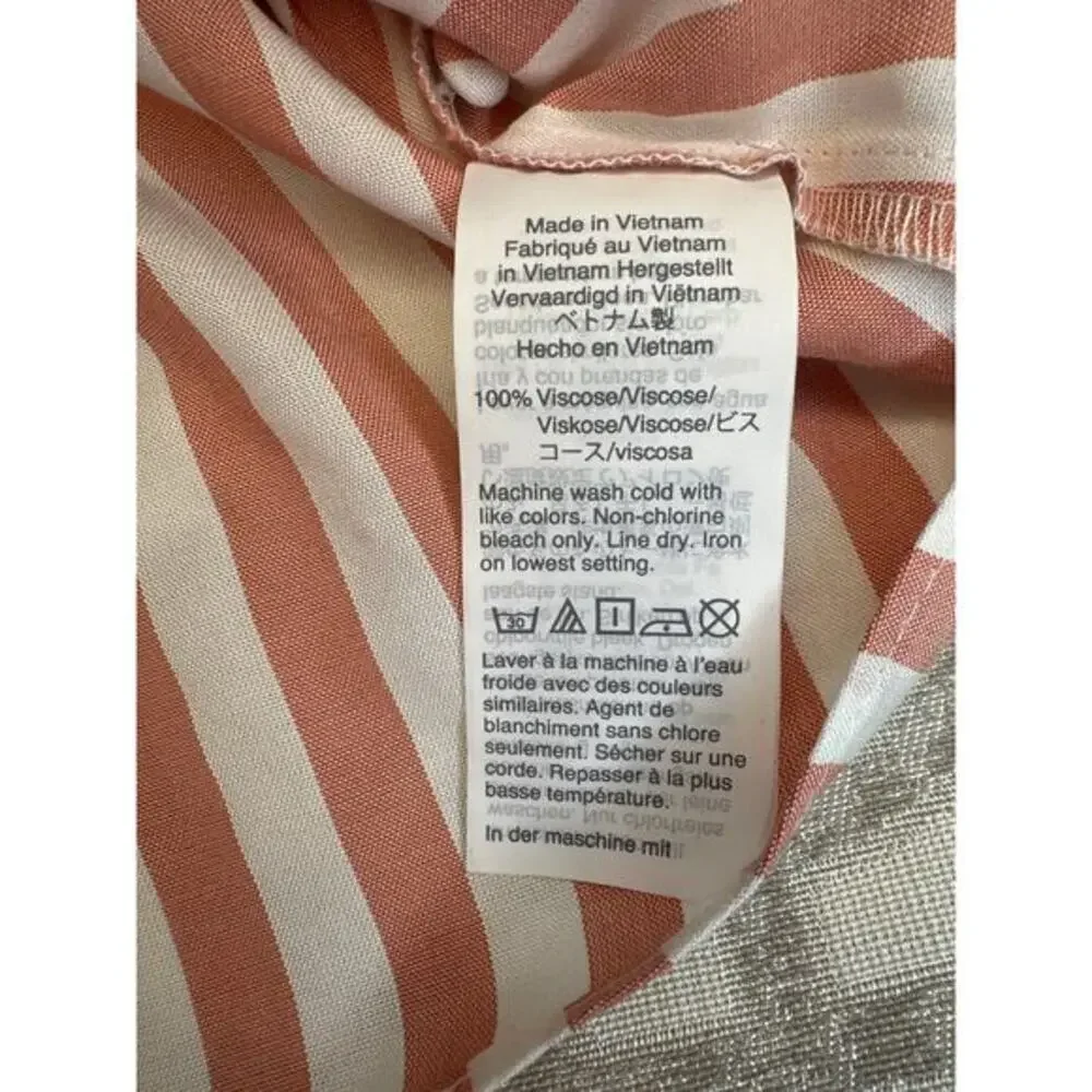 Madewell  White‎ Striped Button Front Peplum Top Puff Sleeve V-Neck NWT XS